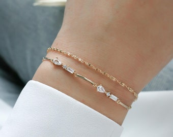 Portia-armband, Singapore-ketting, kristallen armband, gelaagde armband, trendy mode-sieraden, staafarmband, sierlijke armband, delicate set