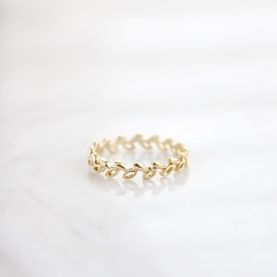 NEW* Olive Band Stacking Ring, Tarnish-Resistant PVD coating, Olive branch Ring, stackable ring, Statement ring, stacking ring, dainty ring,
