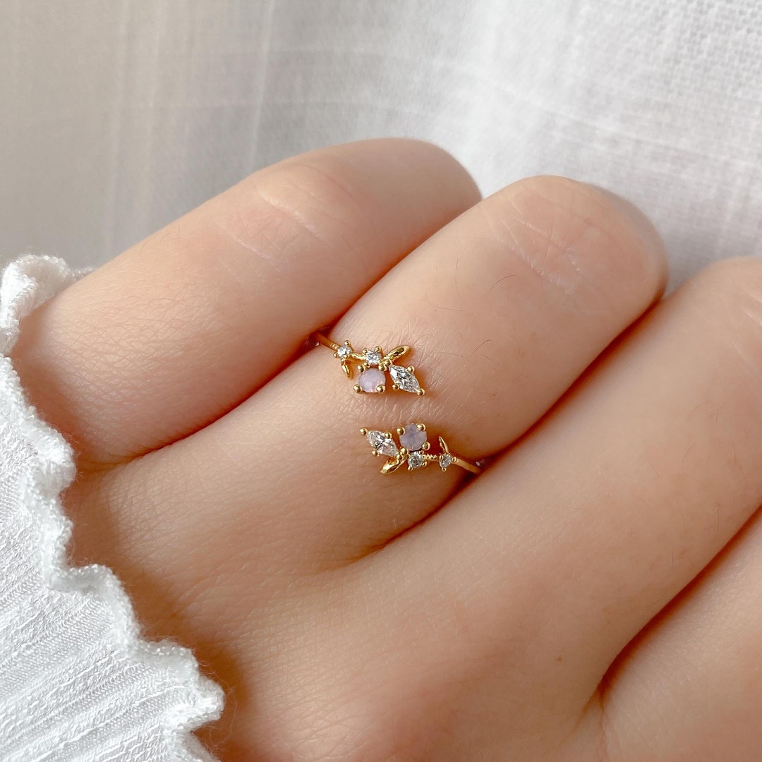 Elna Ring Leaf Ring Pretty Marquise Stones Free Size Ring photo photo