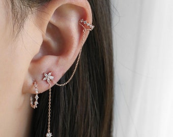 Emmi Cuff Earring, Sold Individually, Flower Crystal Cuff Earrings, Earring Cuff, Dainty Feminine, Fashion Jewelry