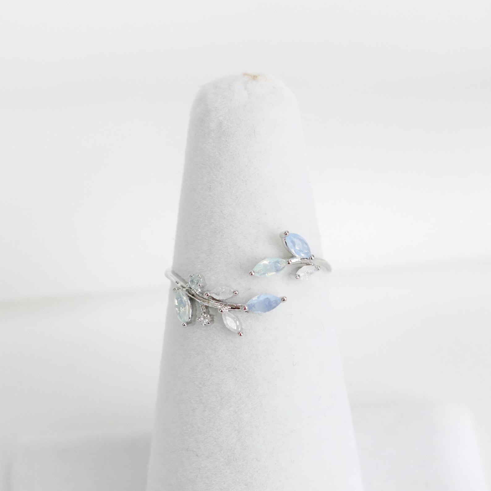 Bleu Ring, Leaf Ring, Something Blue, Stack Ring, Free Size Ring ...