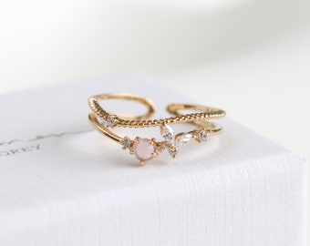 Blush Butterfly Ring, Pretty Marquise stones, Free Size Ring, Adjustable rings, For Her, Gift for Girlfriend Wife Women, Dainty Ring