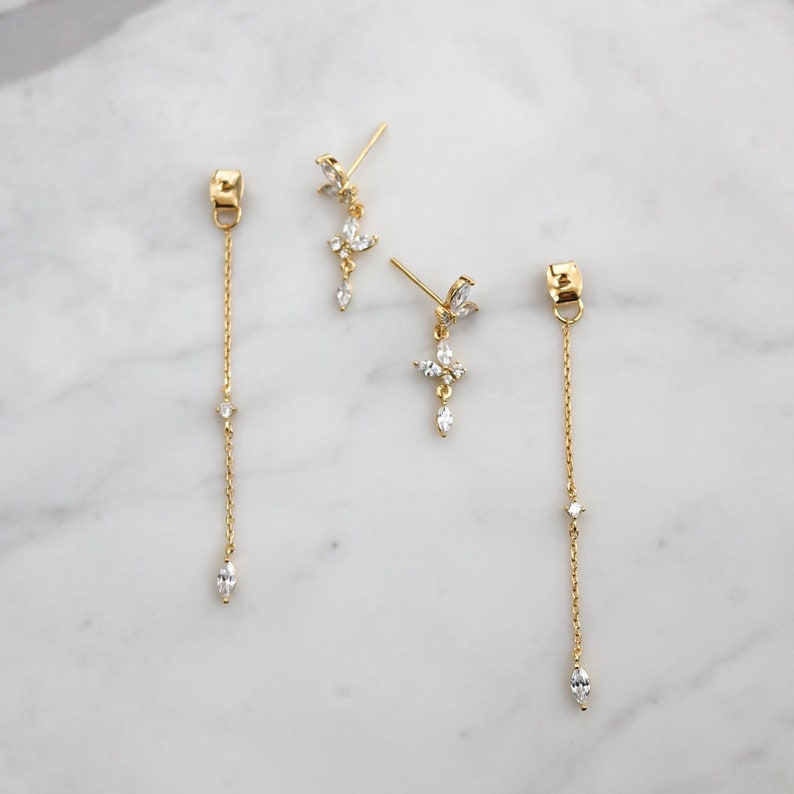 Sachi Earrings, Earring Jacket, Marquise Wedding Earrings, Marquise Crystal Cluster, bridesmaids earring, Bridal Earrings, Wedding Earrings image 4