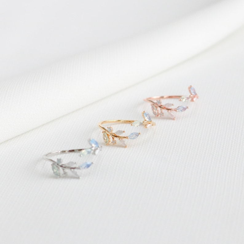 Bleu Ring, Leaf Ring, Something Blue, Stack Ring, Free Size Ring ...