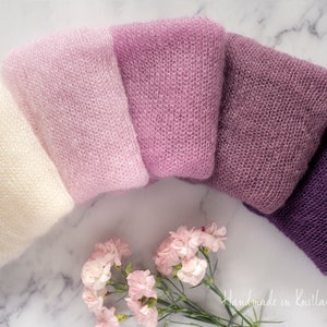 Mohair Wrap and Hat set, Knitted Haze Wrap, Various Colours, Newborn Photo Prop