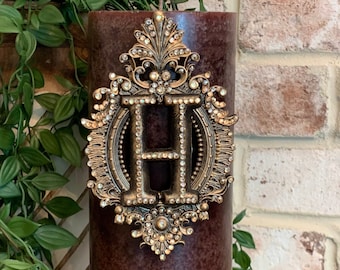 Framed Initial Candle Pin Monogram Personalized
