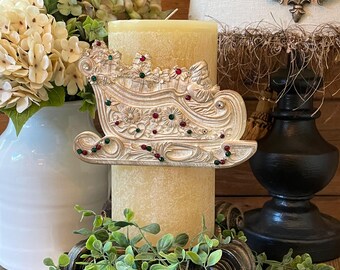 Santa in his Sleigh Candle Pin Christmas Holiday