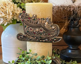 Santa in his Sleigh Candle Pin Christmas Holiday