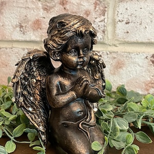 OwMell Kneeling Praying Cherubs Statue, Resin Baby Angel Figurine, Wings  Angel Statue Memorial Cherub Sculpture for Home Decoration 6.3 Inch