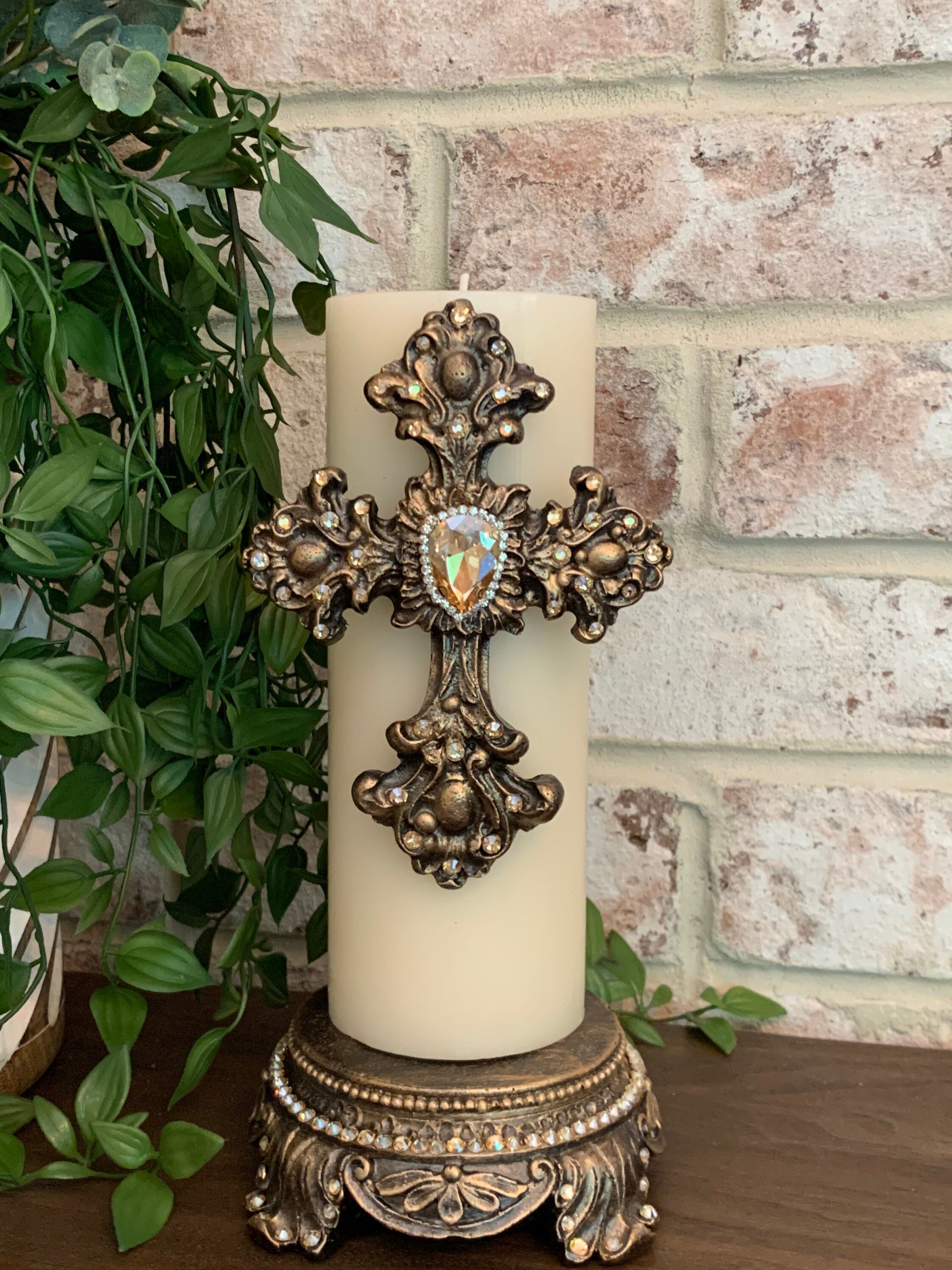 Cross Candle Pin with Jeweled Accent Cross Candle Pins Etsy