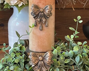 Set of 2 Ornate Bow Tassel Candle Pins