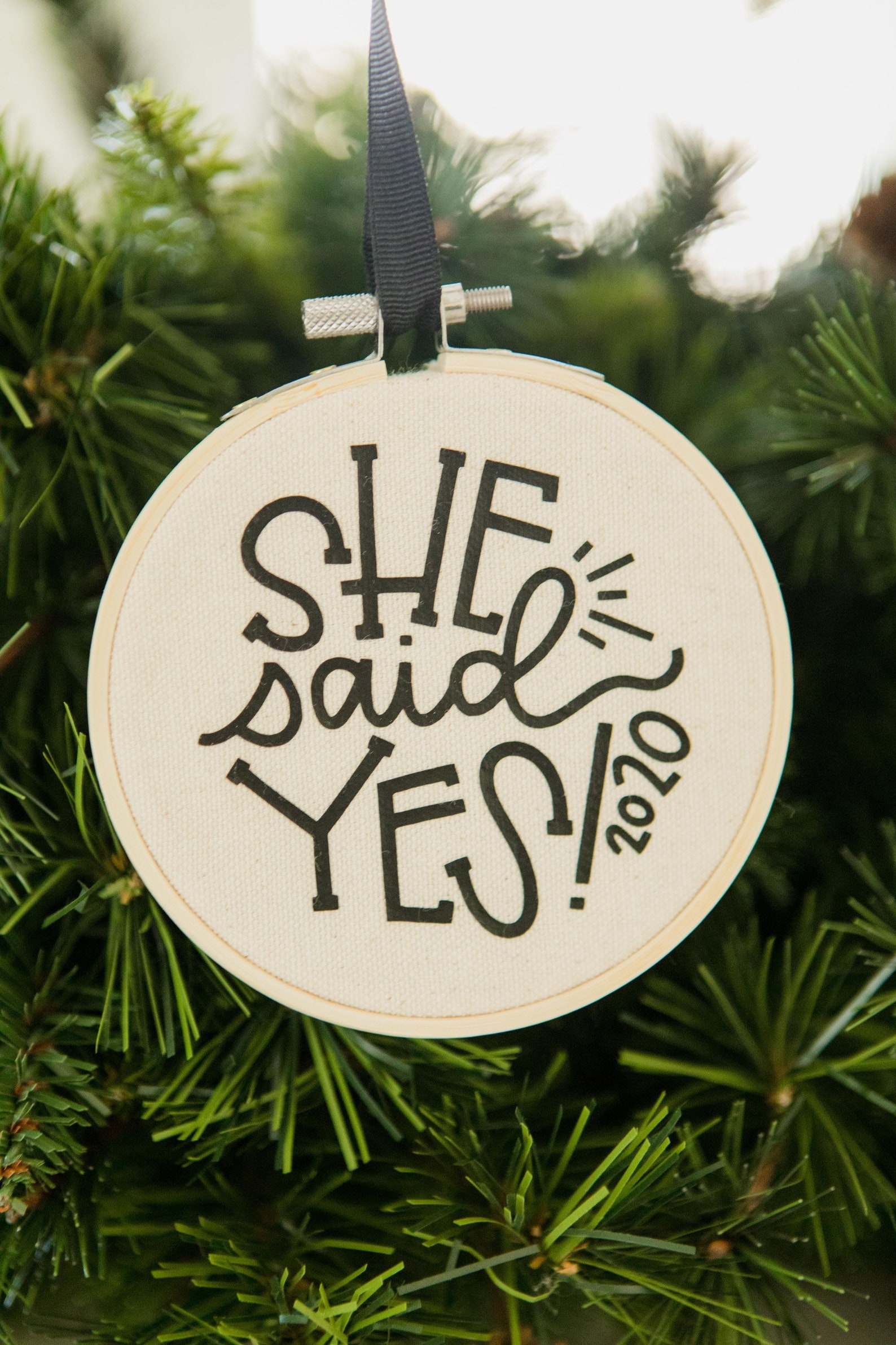 She Said Yes Christmas Ornament She Said Yes Gift Engaged Etsy