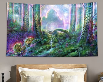 Tapestry of Frogs Psychedelic Animals Wildlife Nature Art