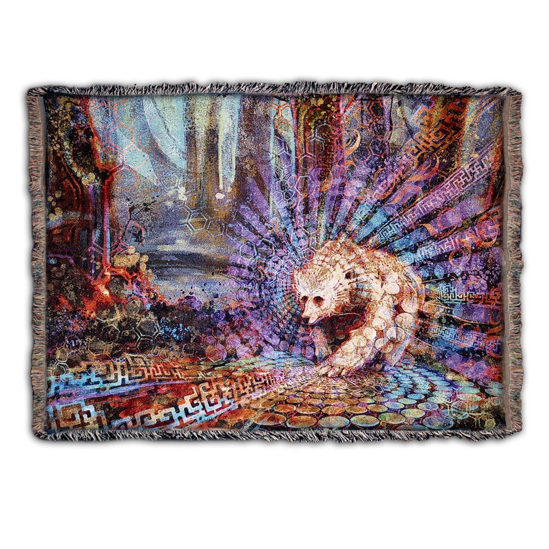 Blanket of Spirit Bear Wildlife Psychedelic Nature Art image 1