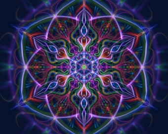 Tapestry of Sacred Geometry Mandala Psychedelic Spiritual Art