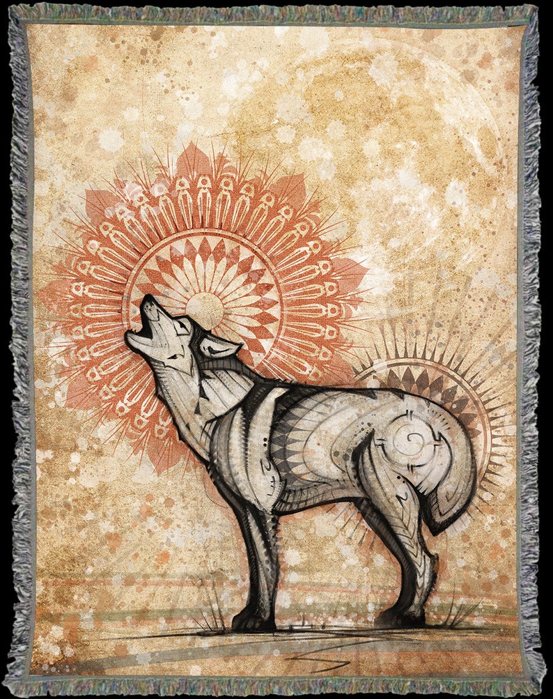 Blanket of Wolf Wildlife Illustration Art image 2