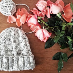 Light Gray, a hand knit wool beanie