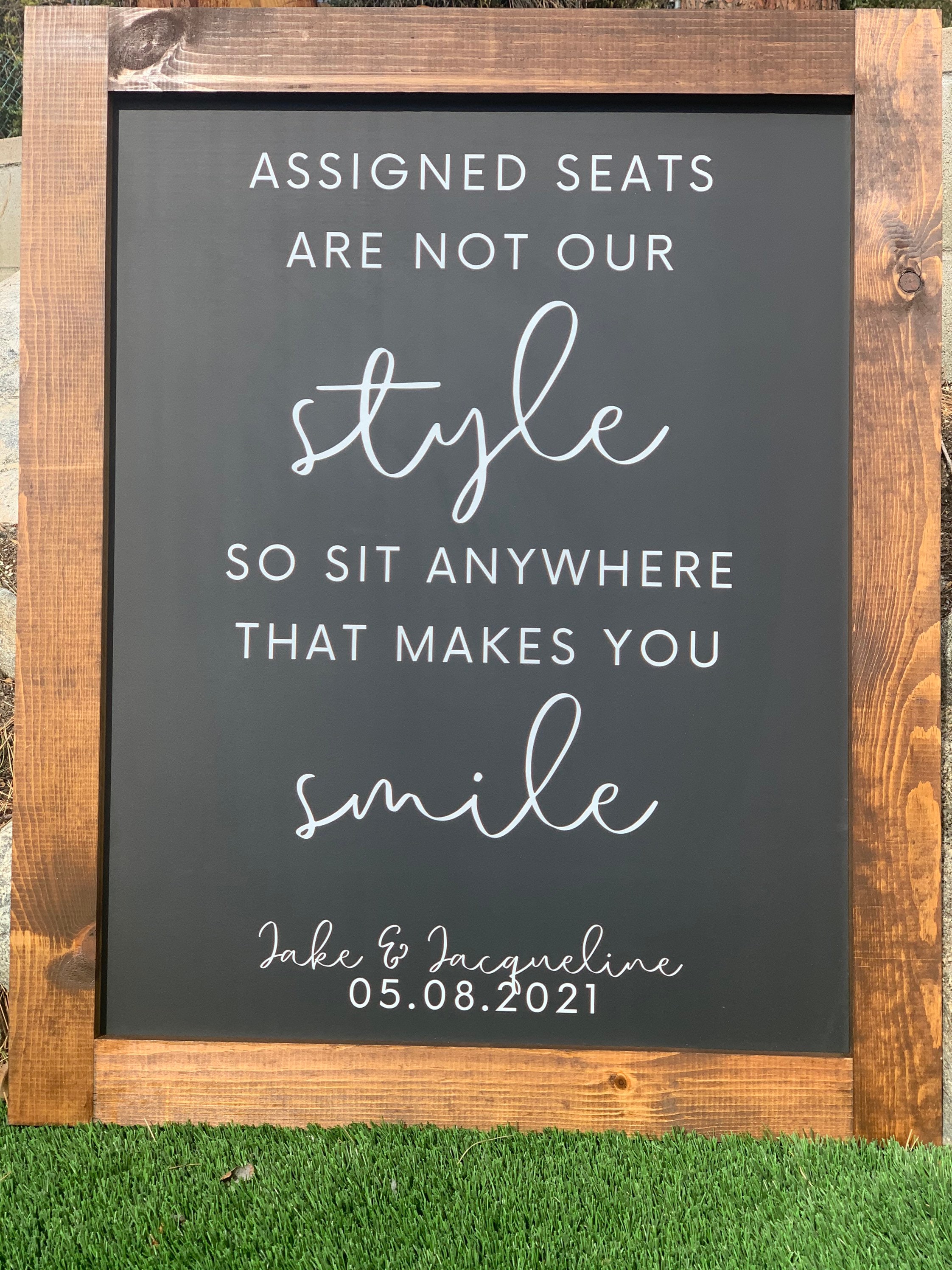 no assigned seating wedding sign