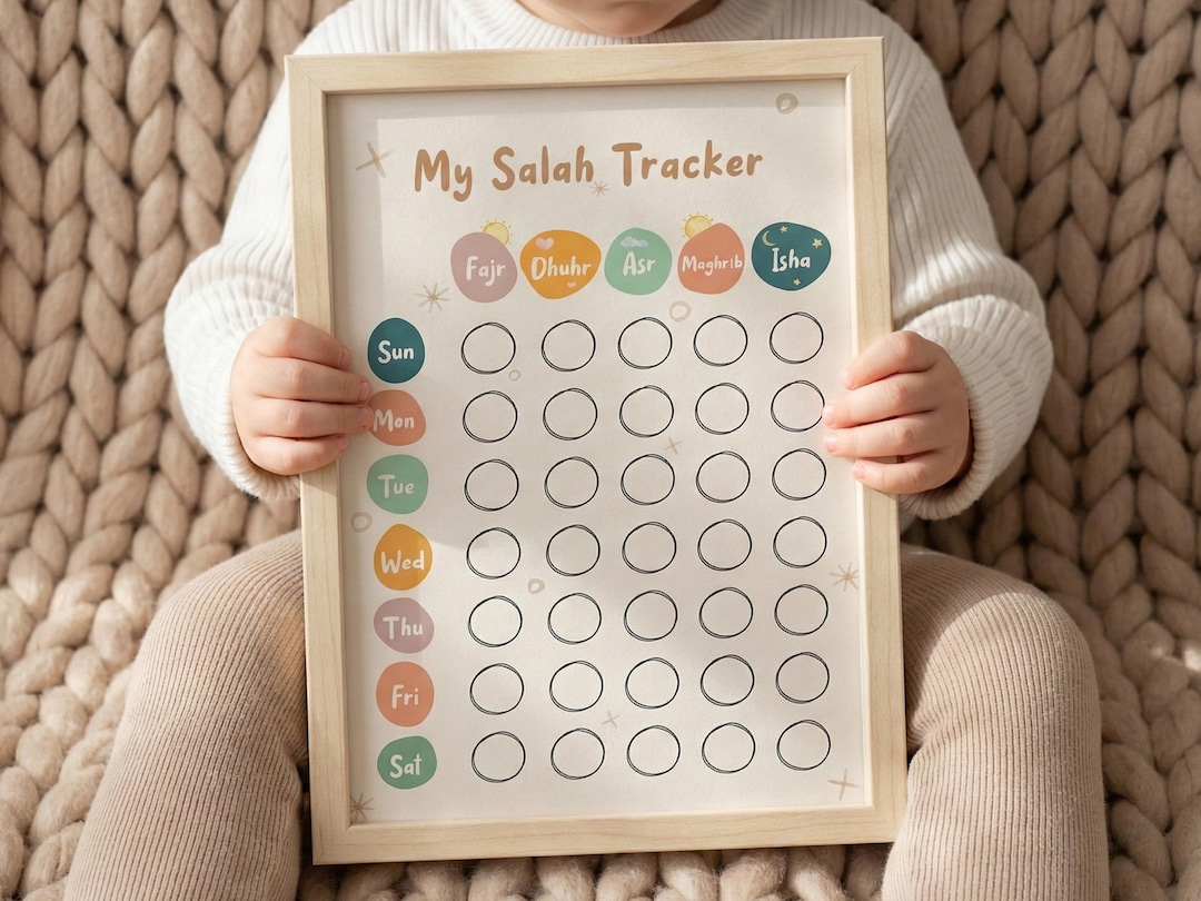 Printable Kids Salah Tracker Islamic Nursery Art Poster | Daily Prayer ...