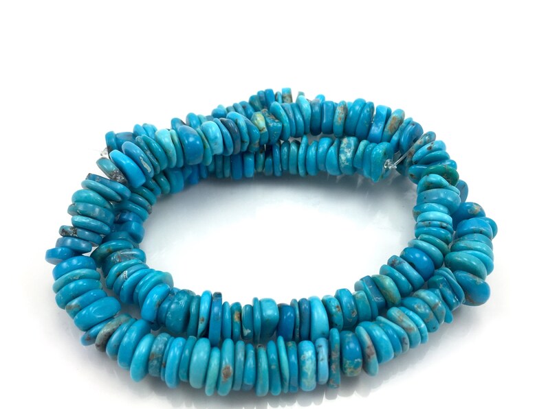 Natural Campitos Blue Mexican Turquoise Large Chip Bead Semi-Precious Stone Sonora Mexico Jewelry Making Supplies DIY Beading Sundance Style