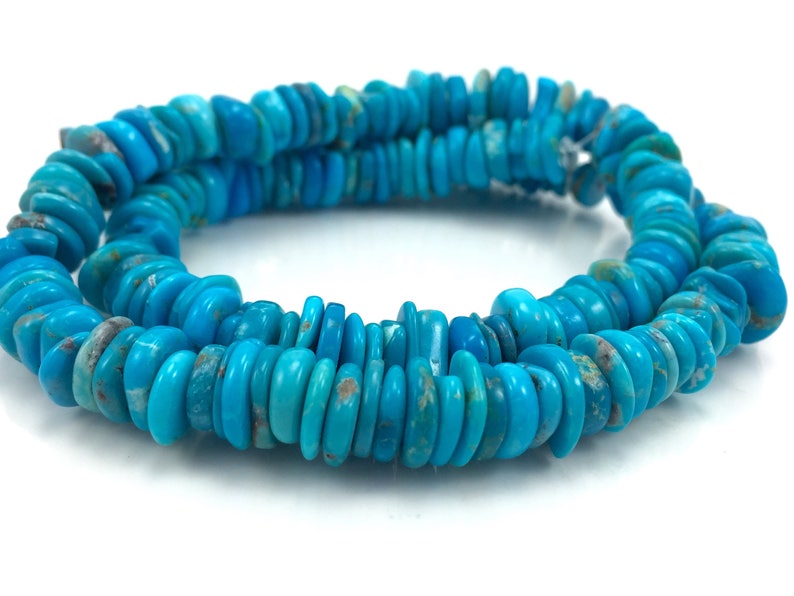 Natural Campitos Blue Mexican Turquoise Large Chip Bead Semi-Precious Stone Sonora Mexico Jewelry Making Supplies DIY Beading Sundance Style