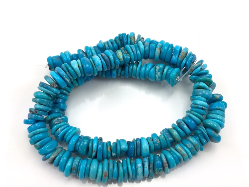 Natural Campitos Blue Mexican Turquoise Large Chip Bead Semi-Precious Stone Sonora Mexico Jewelry Making Supplies DIY Beading Sundance Style