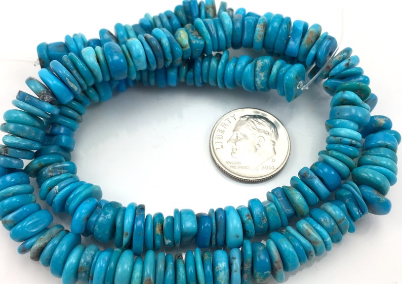 Natural Campitos Blue Mexican Turquoise Large Chip Bead Semi-Precious Stone Sonora Mexico Jewelry Making Supplies DIY Beading Sundance Style
