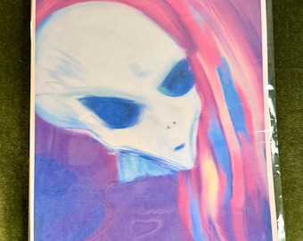 Alien Stargazer Art Print: Colorful UFO Sci-Fi Wall Decor