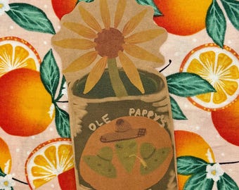 Alien Farmer Flower Can Sticker – Kraft Paper, Sci-fi Cottagecore