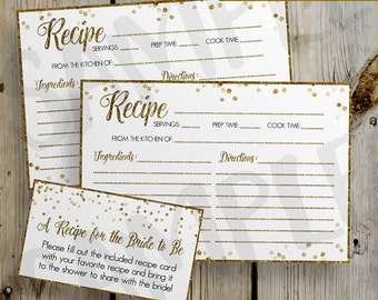 bridal shower invitation and recipe card etsy