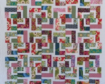 Patchwork Floral Quilt, Floral Throw Quilt, Bright Cheery Lap Quilt