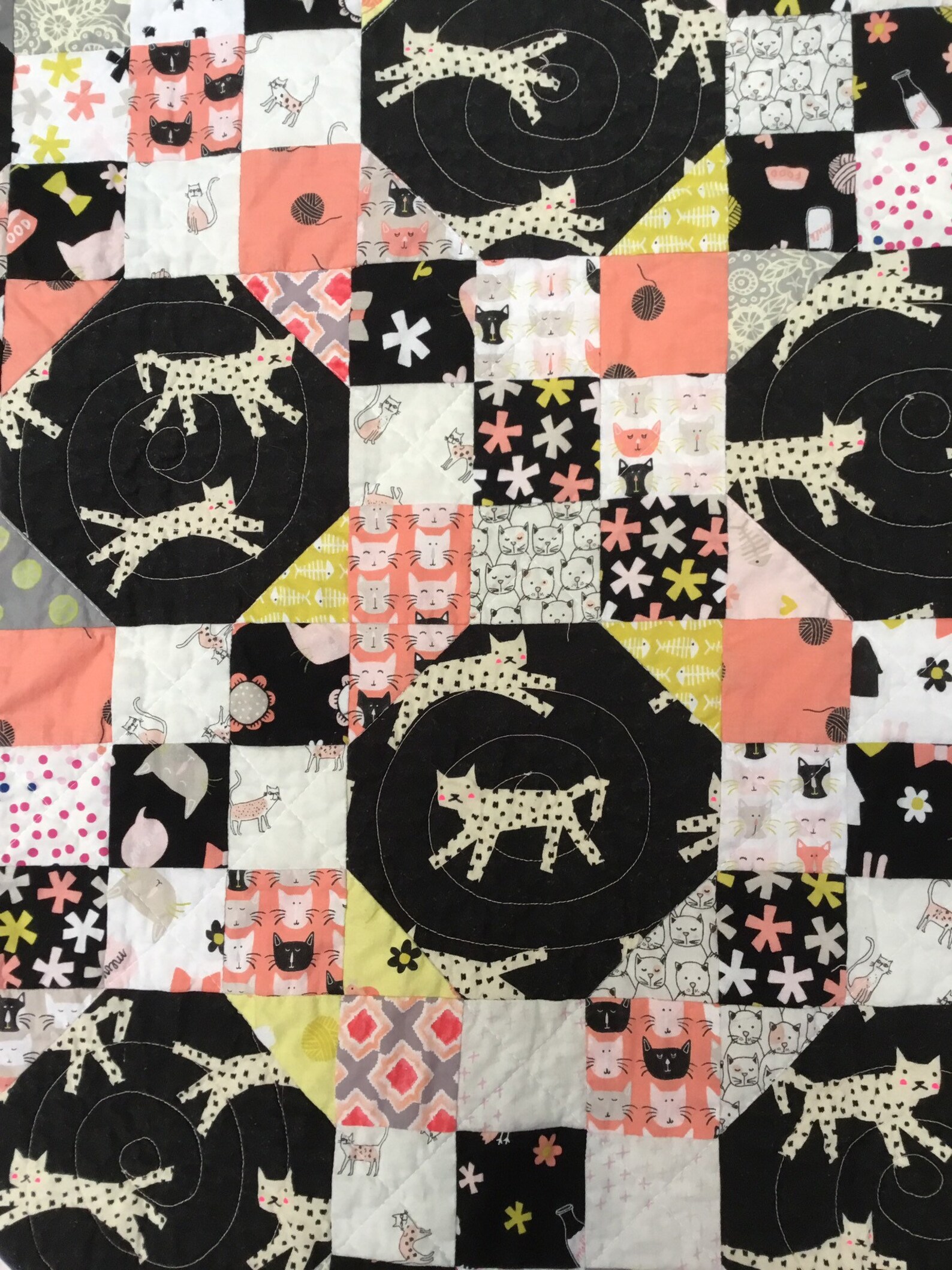 Handmade Cat Quilt Patchwork Cat Quilt Fun Cat Quilt. Feline Etsy