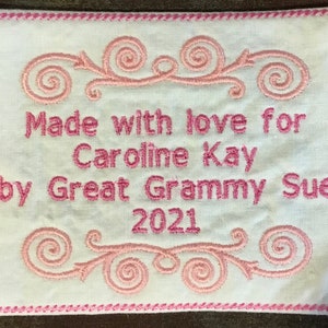 Customized Quilt Label, Embroidered Customized Labels,