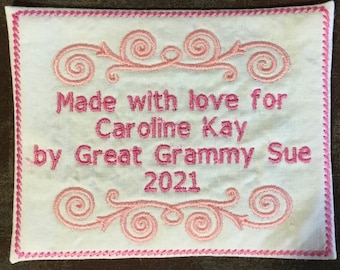 Customized Quilt Label, Embroidered Customized Labels,