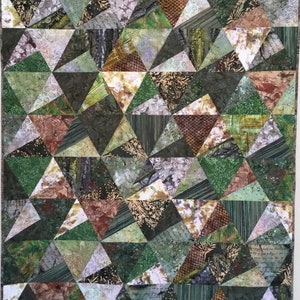 Colors of the Forest Quilt, Patchwork Batik Quilt, Handmade Batik Quilt