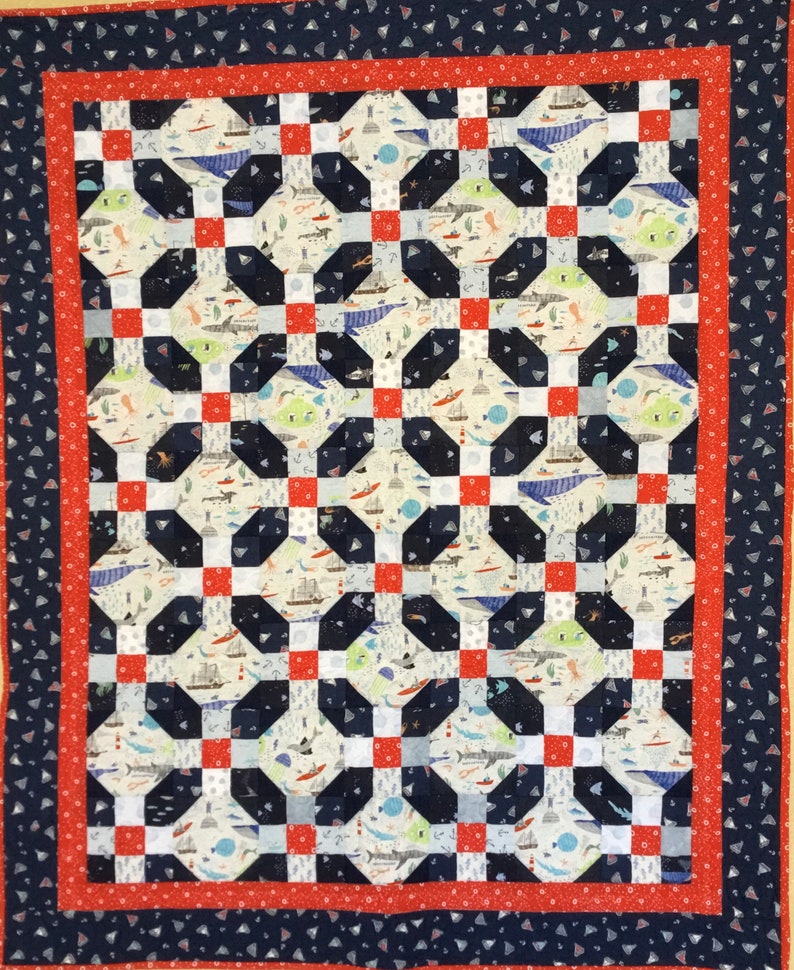 Seashore Patchwork shops Quilt, Handmade Seashore Quilt, Oceanside Fun Patchwork Quilt
