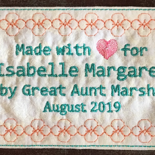 Customized Quilt Label, Embroidered Customized Labels,