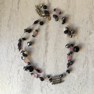 CHICO&#39;S Necklace, Statement Necklace, Vintage Necklace, Silver & Black, Necklaces, Choker Necklace, Costume Jewelry, Vintage Jewelry, CHICO