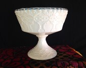 Milk Glass, Wedding Decor, Vintage, 1960s, Vintage Wedding, Fenton, Silvercrest Pattern, Compote, Vase, Candy Dish, Home Decor, Wedding
