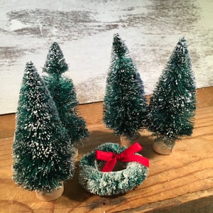Bottle Brush Trees, Vintage Christmas, Bottle Brush Tree, Set of 4, Christmas Trees, Christmas Village, Vintage Supplies, Putz Houses