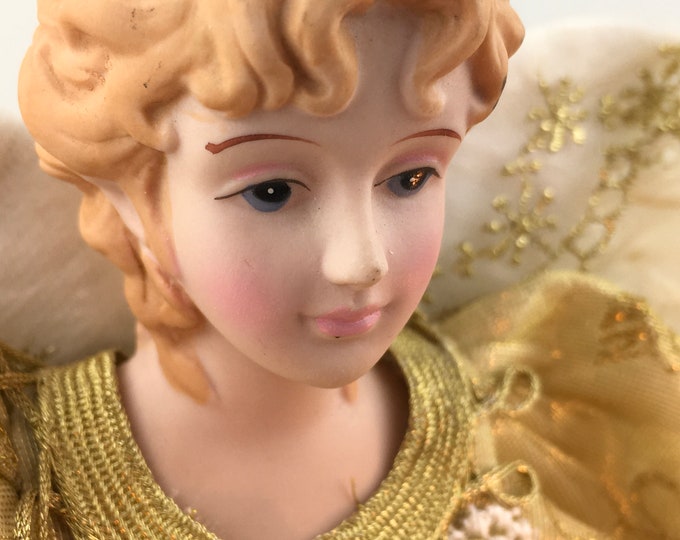 Vintage Angel, Vintage Christmas, LIT Angel, 14, Gold, Christmas Angel