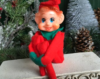Christmas Elf, Vintage Christmas, 1950s, Knee Hugger, Elf, Pixie Elf, Vintage Ornaments, 1950s Christmas, Vintage Ornament, Elf Ornament