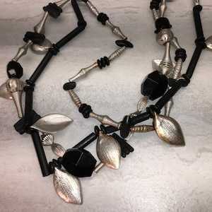 CHICO&#39;S Necklace, Vintage Necklace, Silver, Black Necklace, Statement Necklace, Chico&#39;s Jewelry, Necklace, Designer Jewelry, Signed Necklace