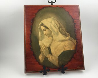 Vintage Madonna,  10",  1970s, Molteni, Madonna in Prayer, Immaculate Mary, Sacred Heart of Mary, Catholic Gift, Vintage, Blessed Mother