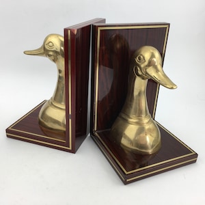 Bookends, Vintage, Brass Bookends, 1960s, Duck Bookends, Bookends, Brass Duck, Vintage Bookends, Brass Duck Bookend, Office Decor, Ducks