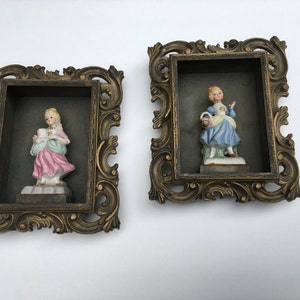 Vintage, 1950s, Wall Decor, Plastic, Wall Hanging, Home Decor, Vintage Home Decor, Plastic Wall Decor, Hollywood Regency, Bisque Figurines