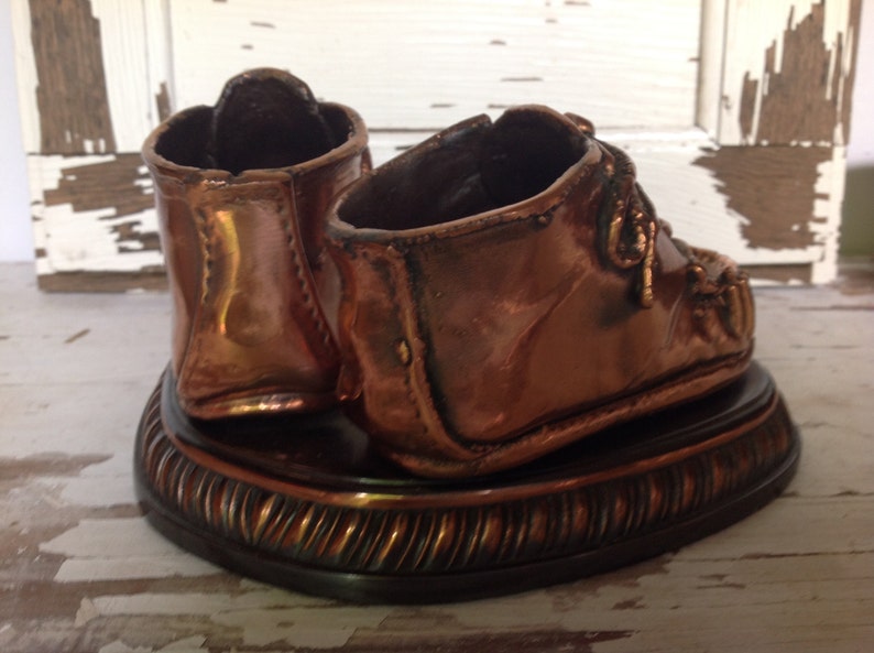 Vintage 1940s Copper Dipped Baby Shoes Bronzed Toddler Shoes Etsy