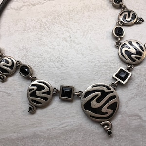 CHICO&#39;S Necklace, Vintage Necklace, Black & Silver, Statement Necklace, Choker Necklace, Designer Jewelry, Costume Jewelry, Vintage Jewelry