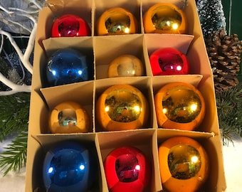 Vintage Christmas, Christmas, Made in Poland, Assorted, Set/12, Christmas, Christmas Decor, Vintage Ornament, Glass Ornaments, Antique