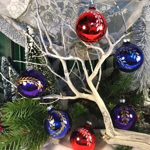 Christmas Ornaments, Christmas, 2 1/4&quot;, Mixed, Vintage, Vintage Ornaments, Ornaments, 6/ea, Tree Decor, Shiny Brite,Antique Ornaments